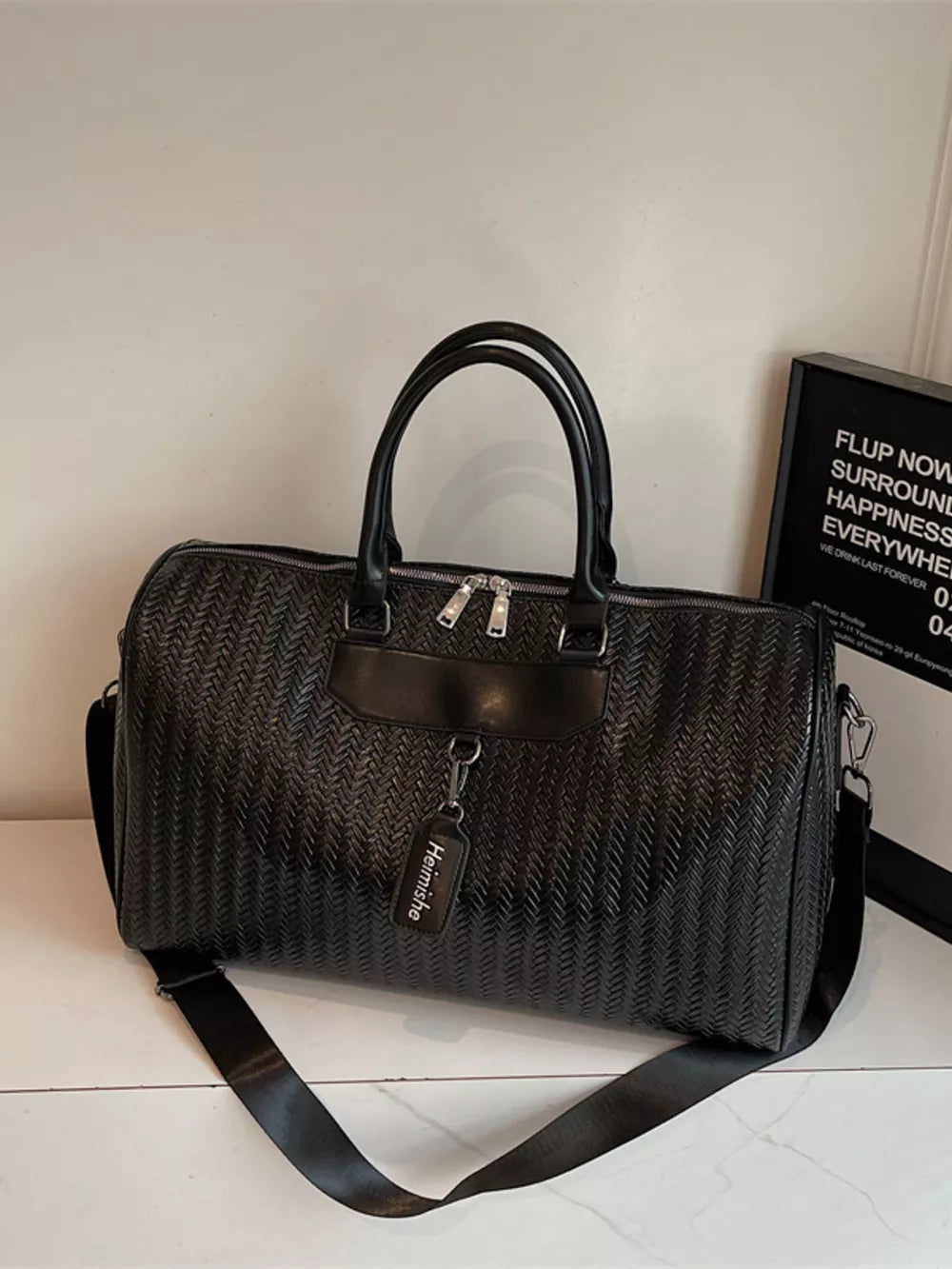 Textured Leather Travel Bag front