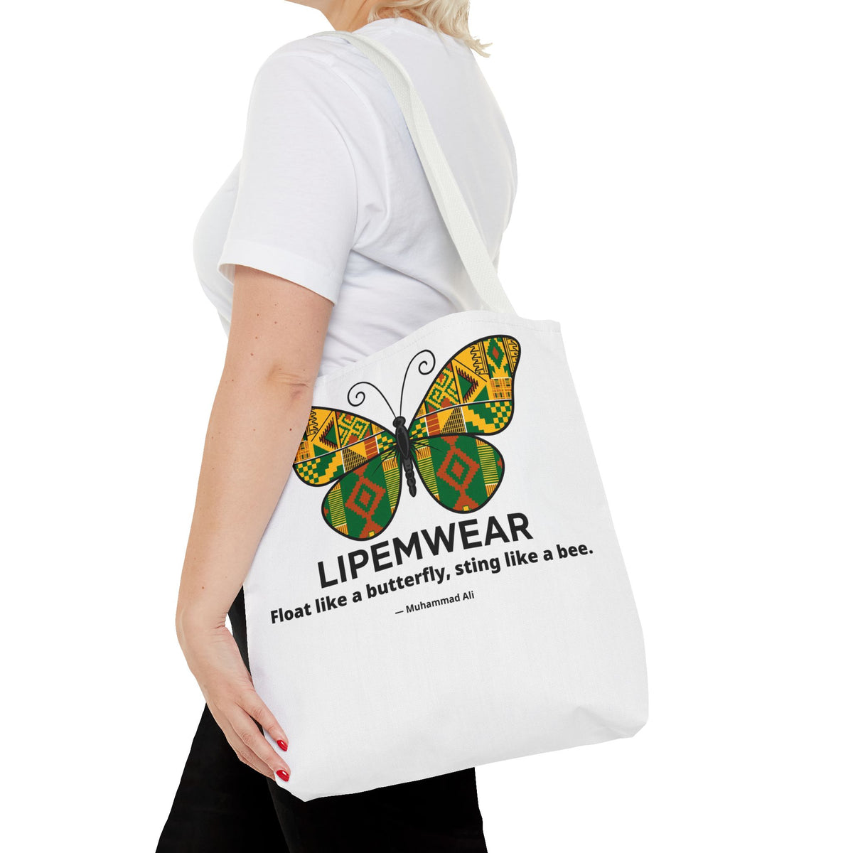 Lipemwear Kente Butterfly Tote Bag