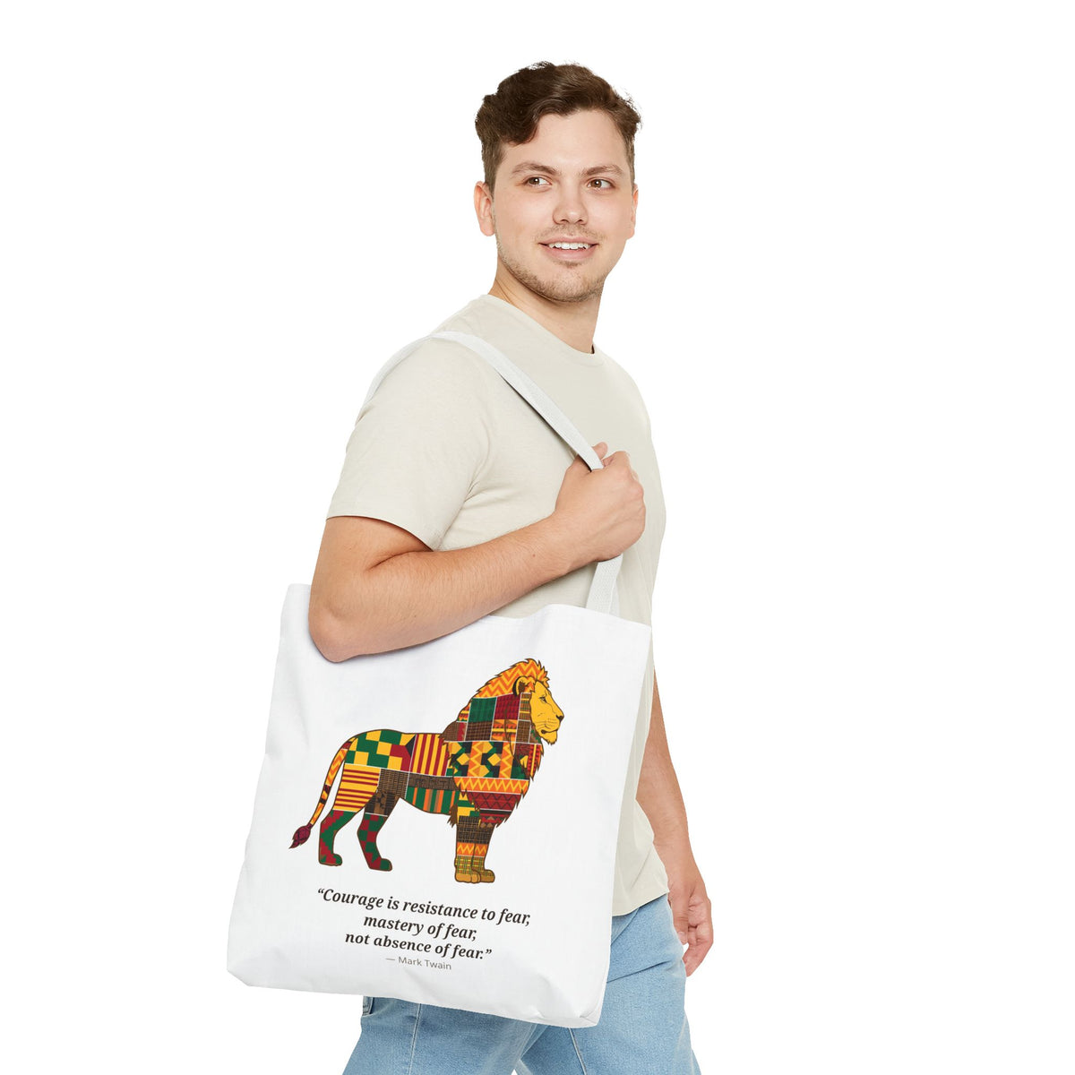 Kente Lion Tote Bag