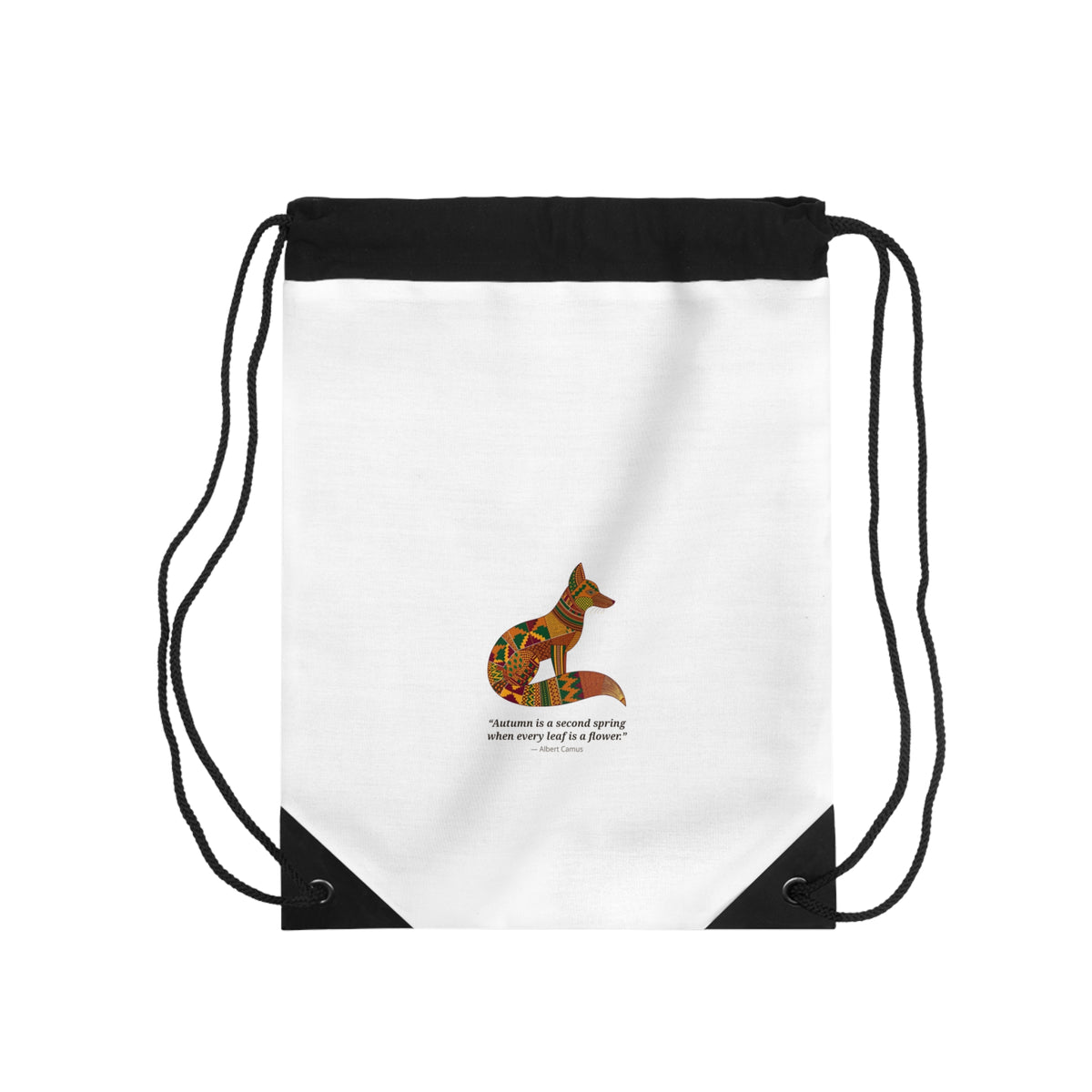 Kente Fox Drawstring Bag