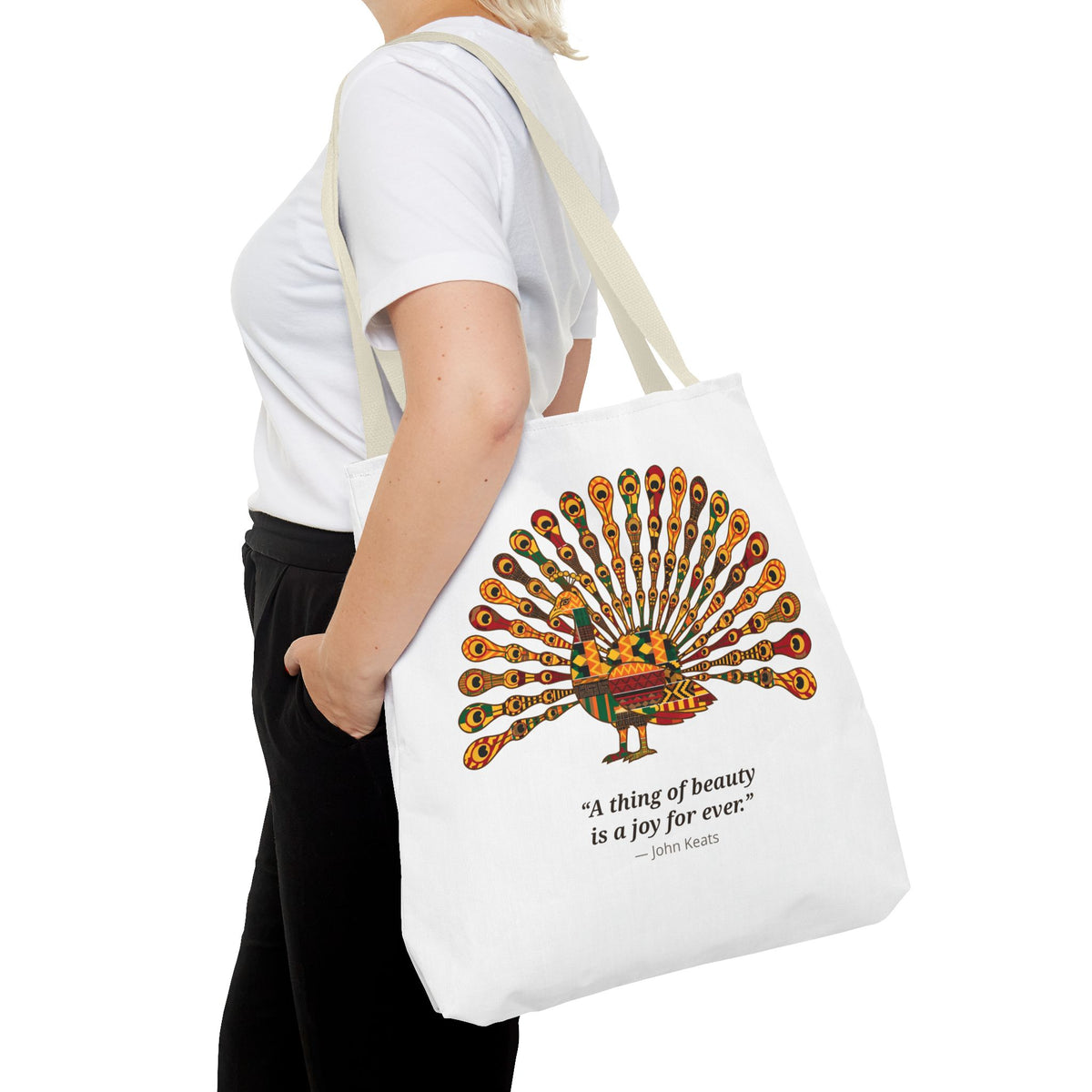 Kente Peacock Tote Bag