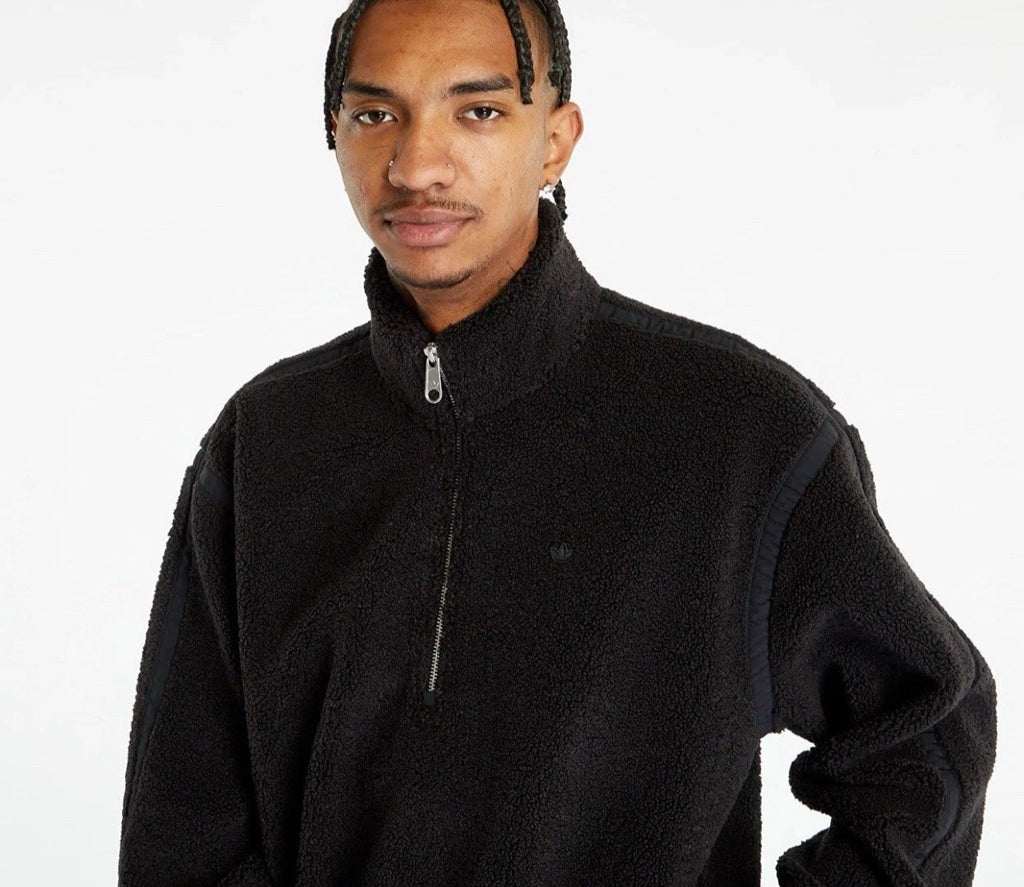 adidas Originals Premium Essentials Mens Fleece Half-Zip Sweatshirt Black Size L