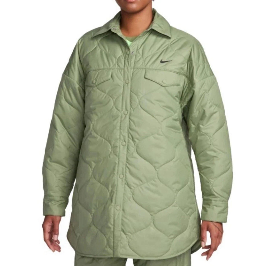 Nike Sportswear Women's Essentials Olive Quilted Trench FB8732-371 Size Large