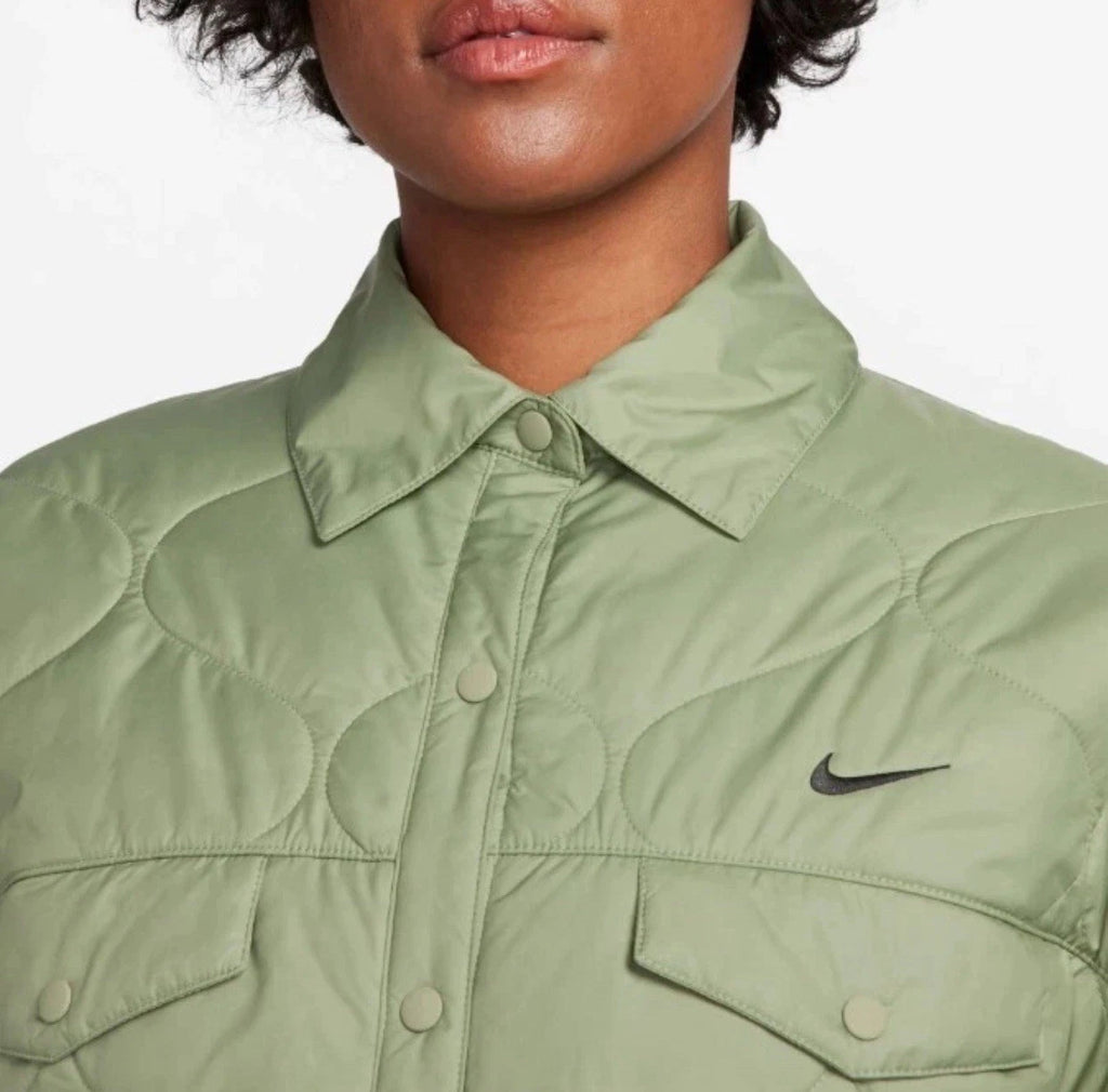 Nike Sportswear Women's Essentials Olive Quilted Trench FB8732-371 Size Large