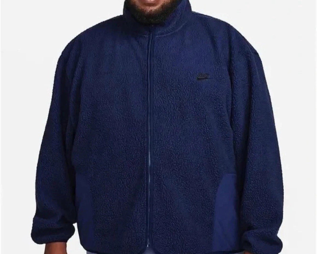 Nike Club Fleece Sherpa Winterized Full-Zip Jacket Mens Navy 2XL NWT FB8386-410