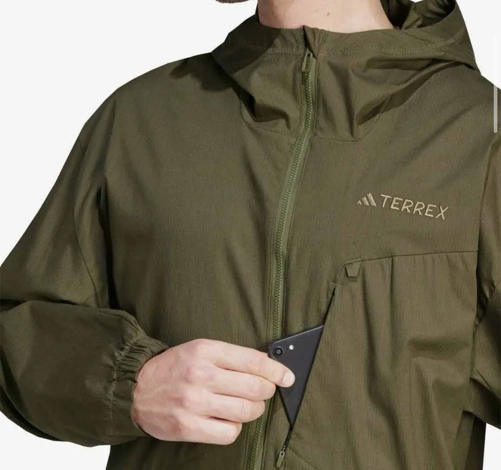 adidas Terrex XPLORIC Lightweight Windbreaker Mens Olive Green NWT XL IN4630