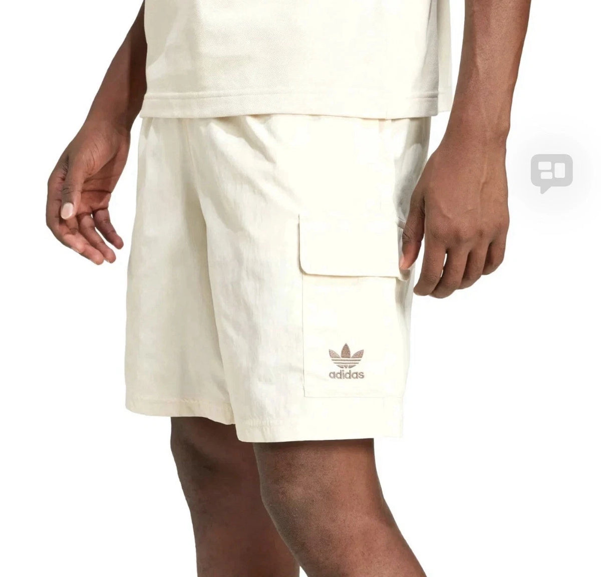 adidas Originals Essential Woven Cargo Shorts Mens White Ivory L NWT JP4784