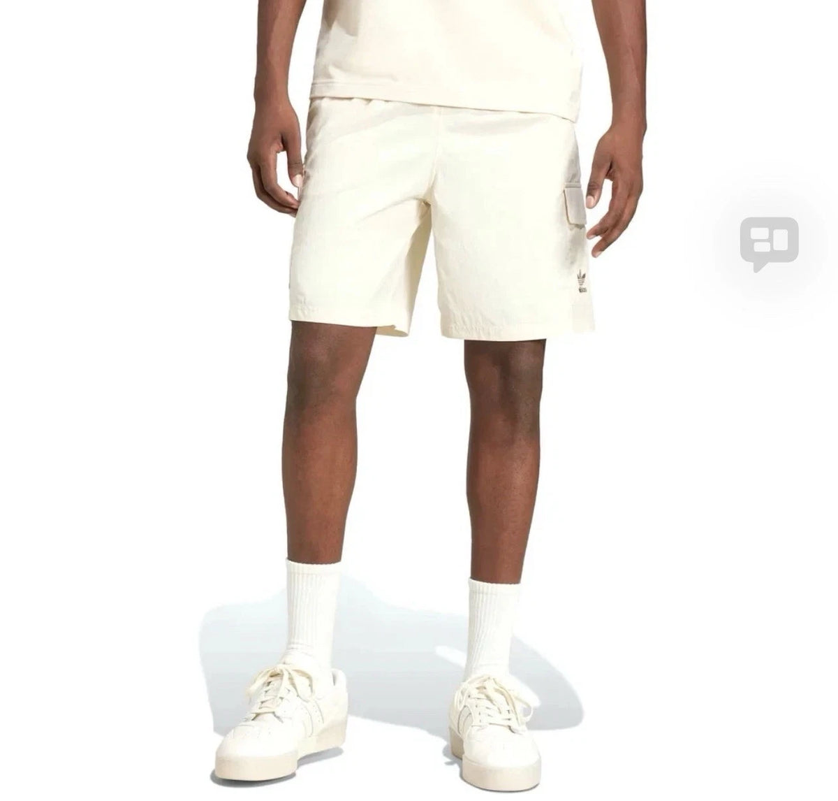 adidas Originals Essential Woven Cargo Shorts Mens White Ivory L NWT JP4784