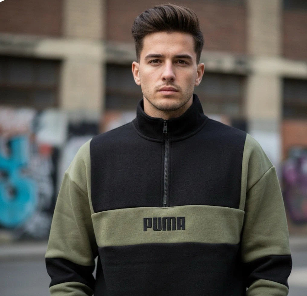 Size L Men Puma Puma X Pullover Duty Green and Black 577032-01