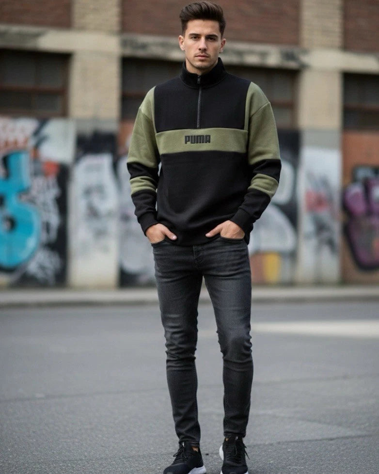Size L Men Puma Puma X Pullover Duty Green and Black 577032-01