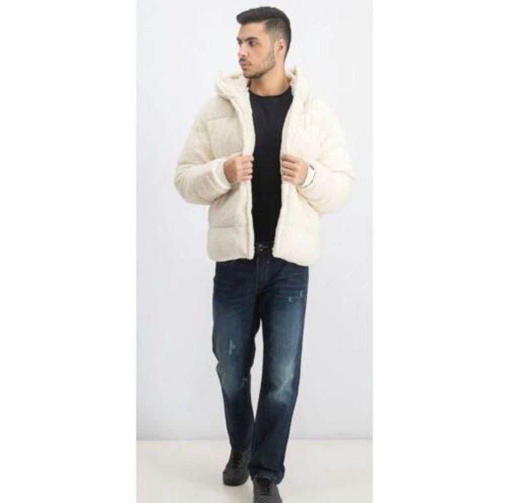 Puma X Big Sean Puffer Jacket Mens Beige Hooded Down Insulated Size M
