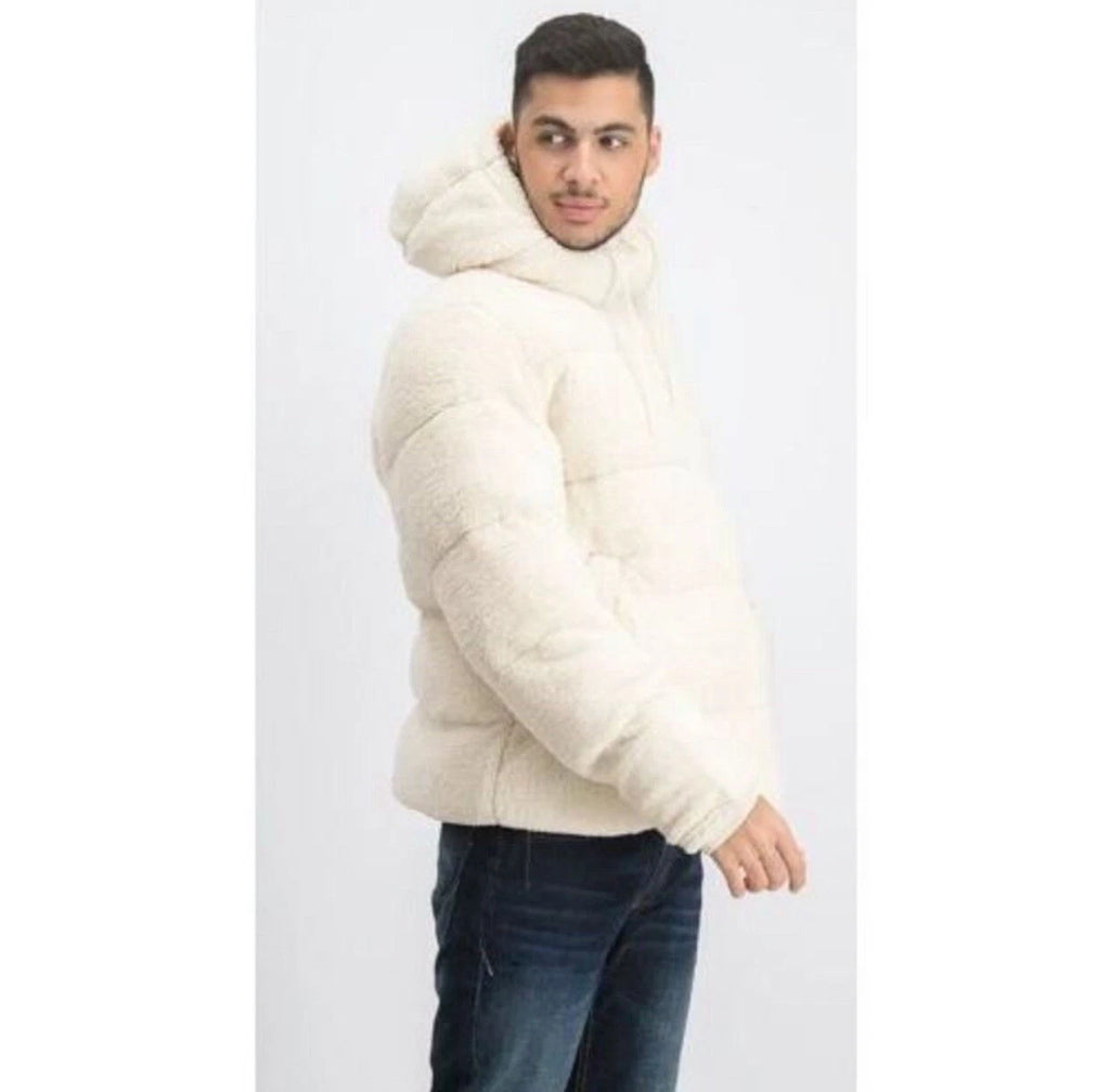 Puma X Big Sean Puffer Jacket Mens Beige Hooded Down Insulated Size M