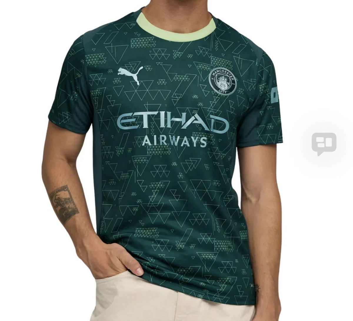 PUMA Manchester City 4th Men's Soccer Jersey 26 Green Terrain Size XXL 78269204