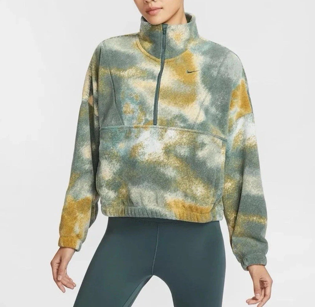 Nike One Wms Therma-FIT Oversized 1/2-Zip Fleece Printed Top Medium FZ6969-338