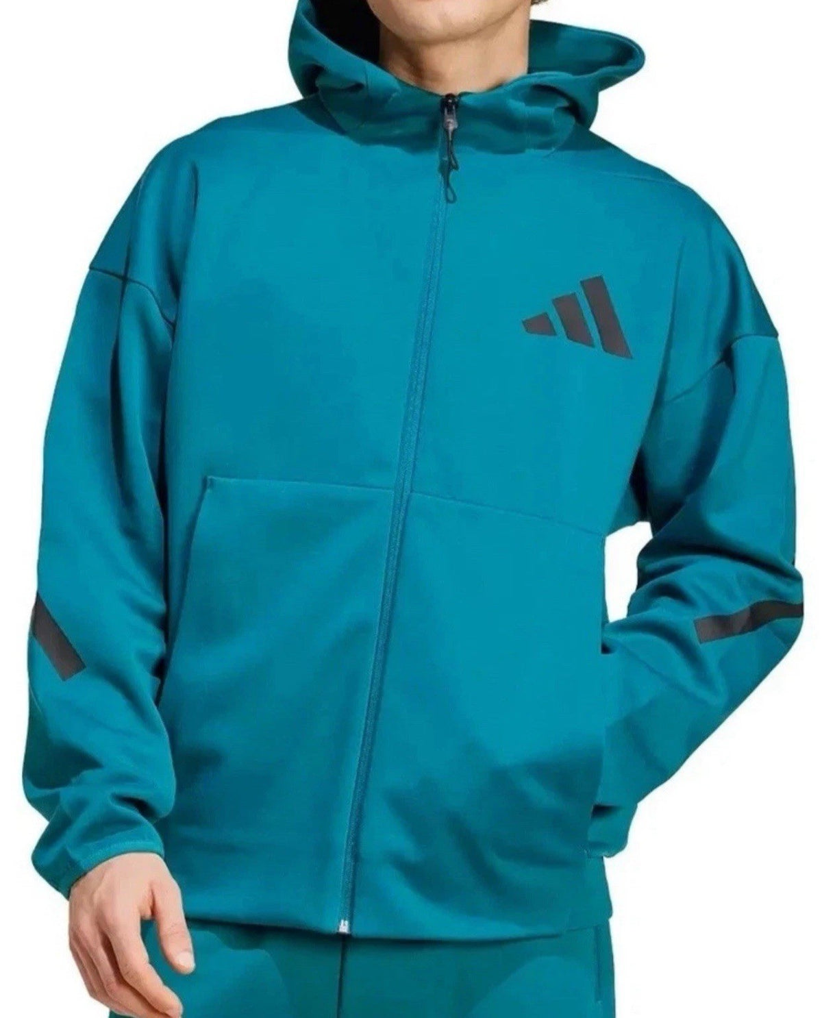 Mens Size XL - Adidas Z.N.E. Full Zip Hooded Tract Jacket Teal JD1369 Outwear