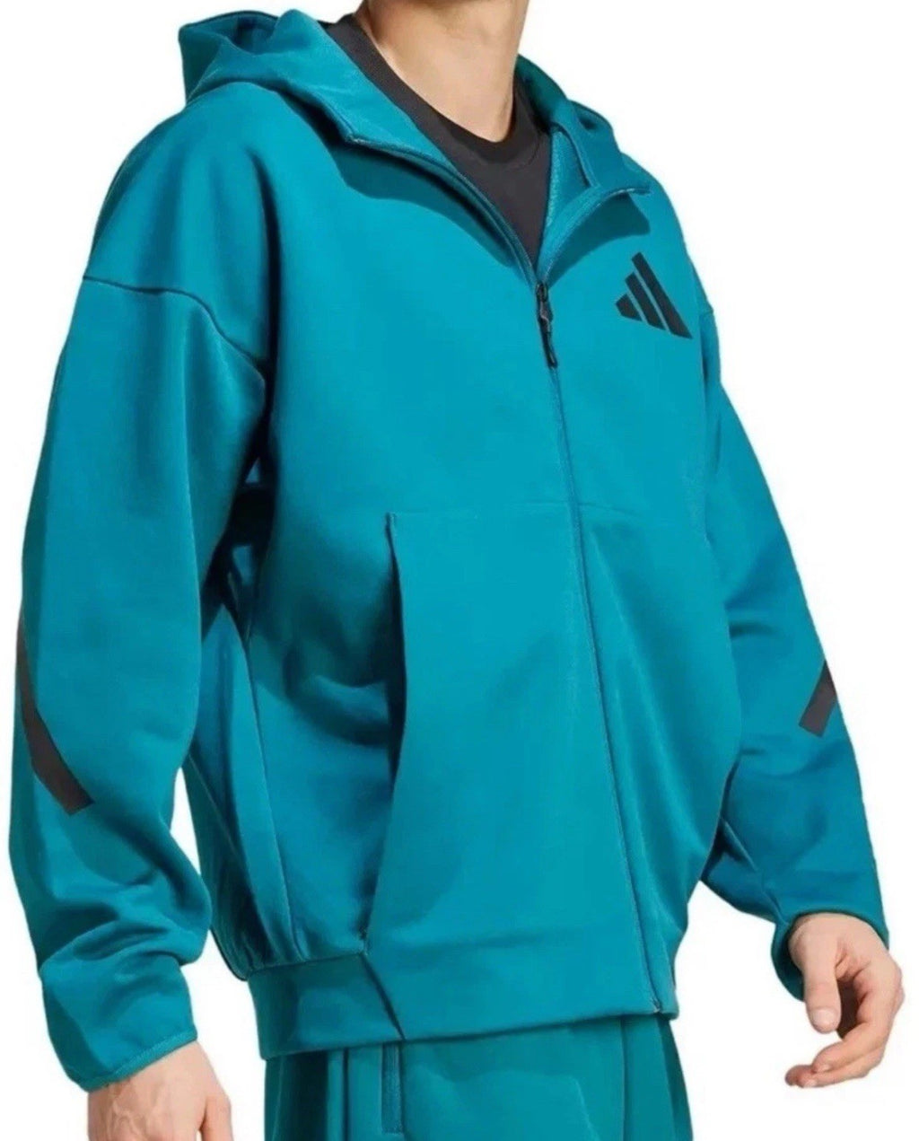 Mens Size XL - Adidas Z.N.E. Full Zip Hooded Tract Jacket Teal JD1369 Outwear