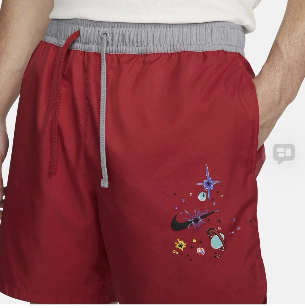 Nike Mens Woven Flow LT Red Shorts DV9620-636 Red Grey Pockets comfy Size M