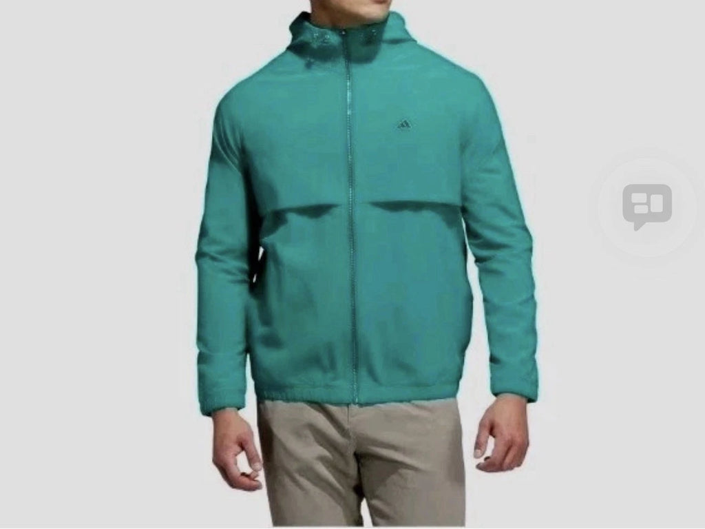 adidas Go-To Full-Zip Hooded Windbreaker Mens Pure Teal Golf 2XL NWT JL7913