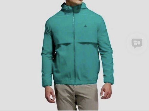 adidas Go-To Full-Zip Hooded Windbreaker Mens Pure Teal Golf 2XL NWT JL7913