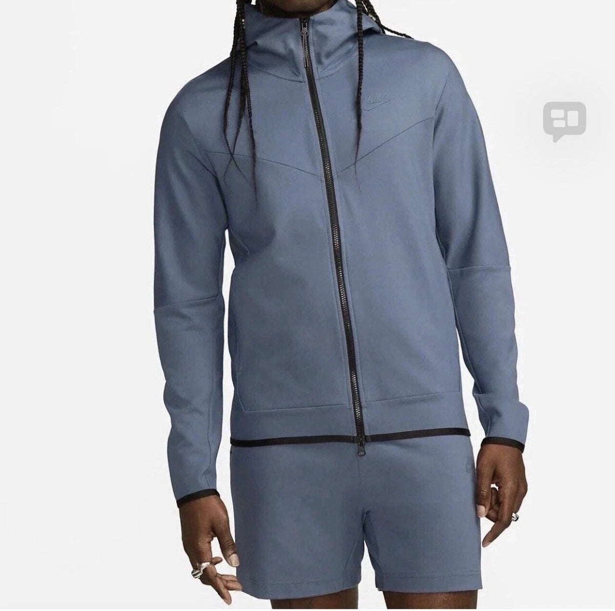 Nike Sportswear Tech Fleece Lightweight Men's Full-Zip Hoodie DX0822-491 Blue XL