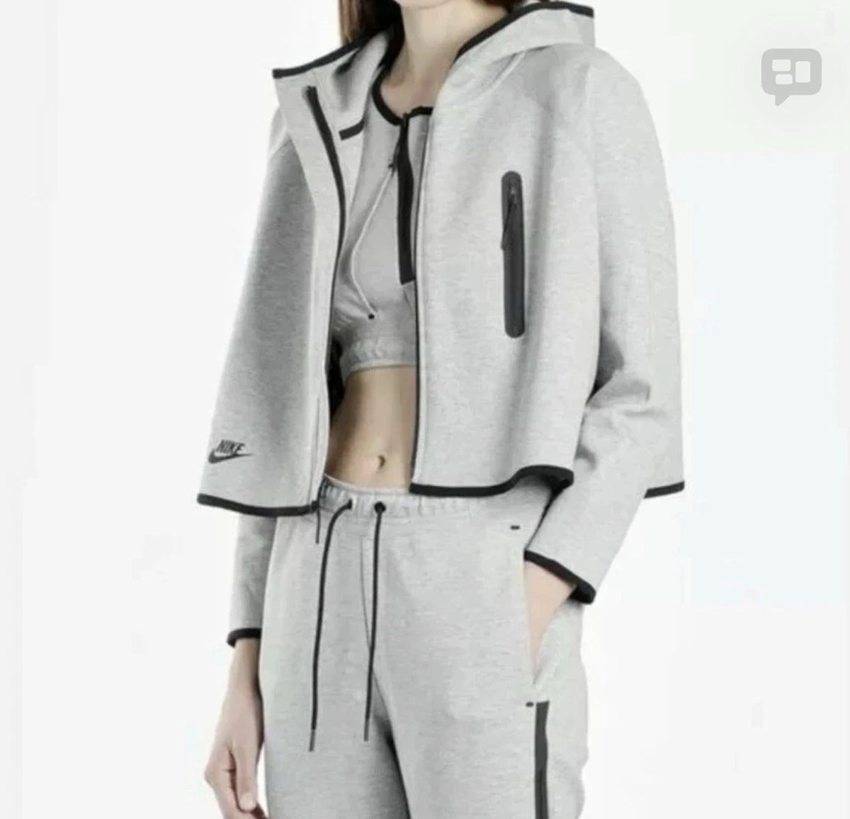 Nike BV3396-063 Women's Sportswear Tech Fleece Cape Hoodie Grey Black Size L