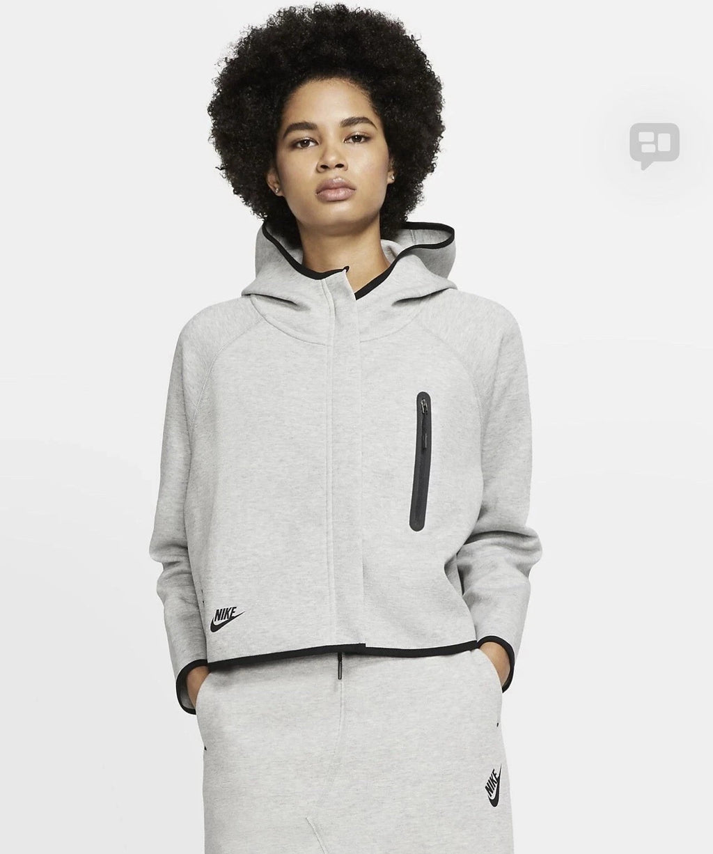 Nike BV3396-063 Women's Sportswear Tech Fleece Cape Hoodie Grey Black Size L