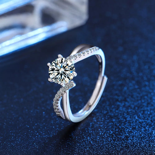 1 Carat Moissanite 925 Sterling Silver Ring front