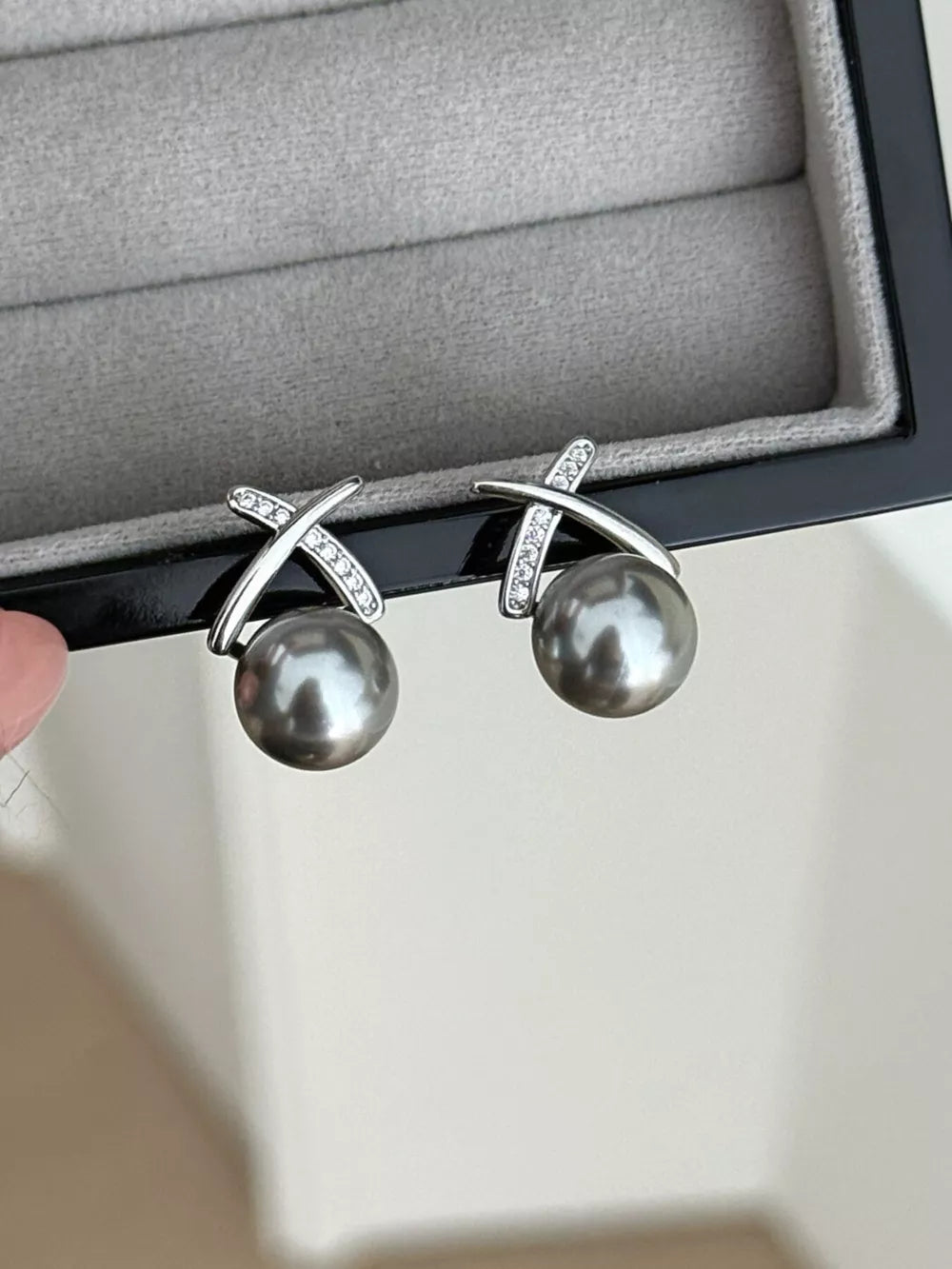 Pearl Stud Earrings front