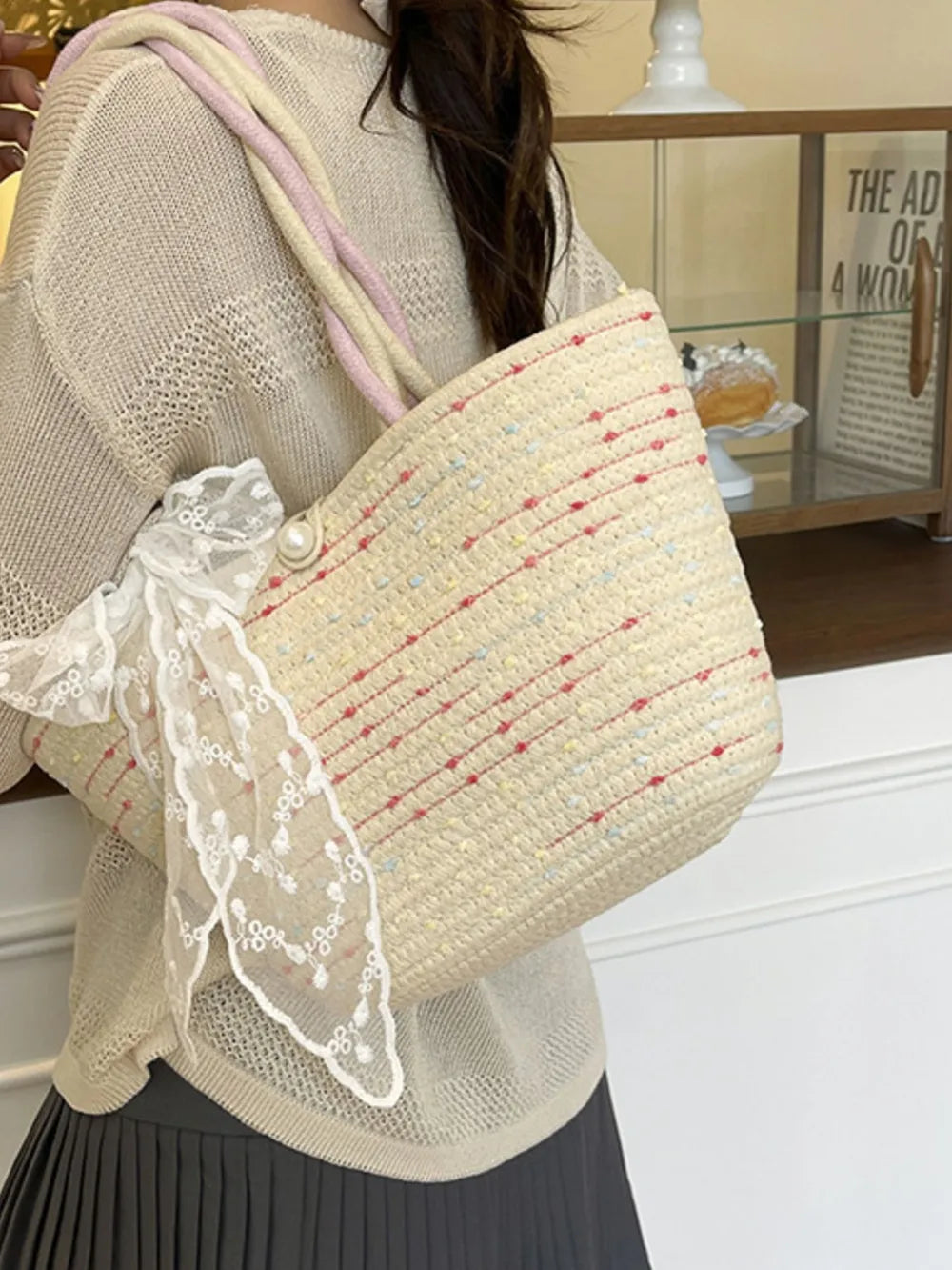 Woven Straw Shoulder Bag lifestyle