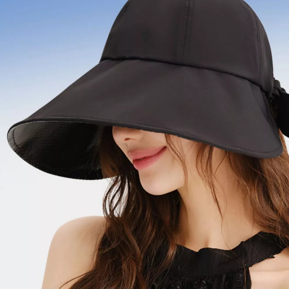 Wide Brim Sun Hat with Bowknot front