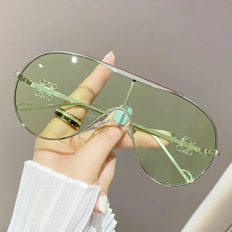 Gradient Aviator Sunglasses on model