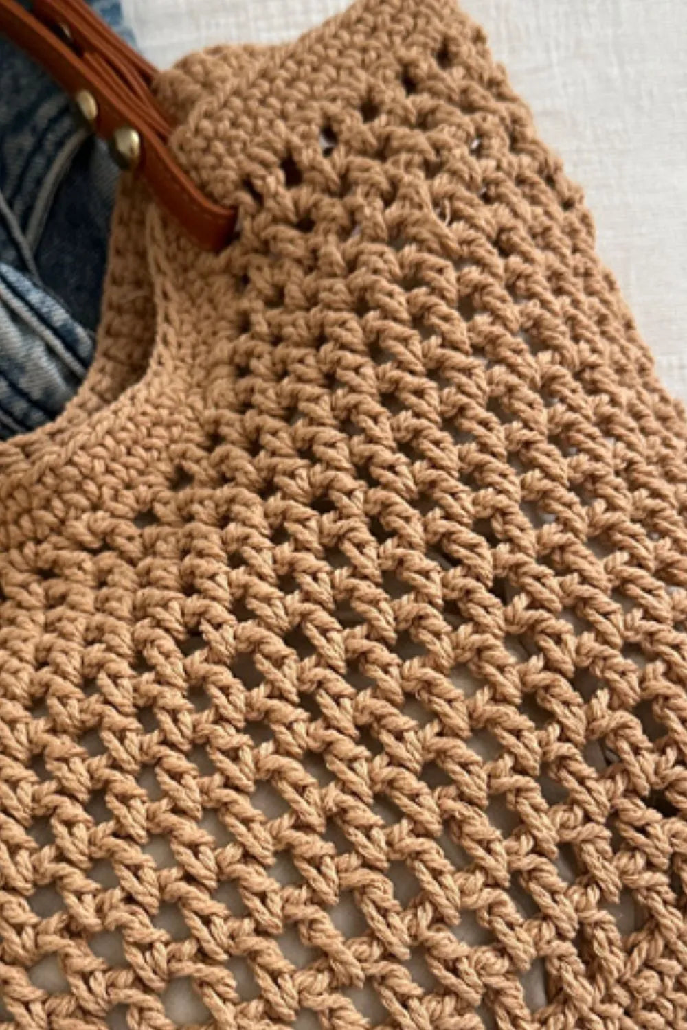 Openwork Woven Tote Bag detail