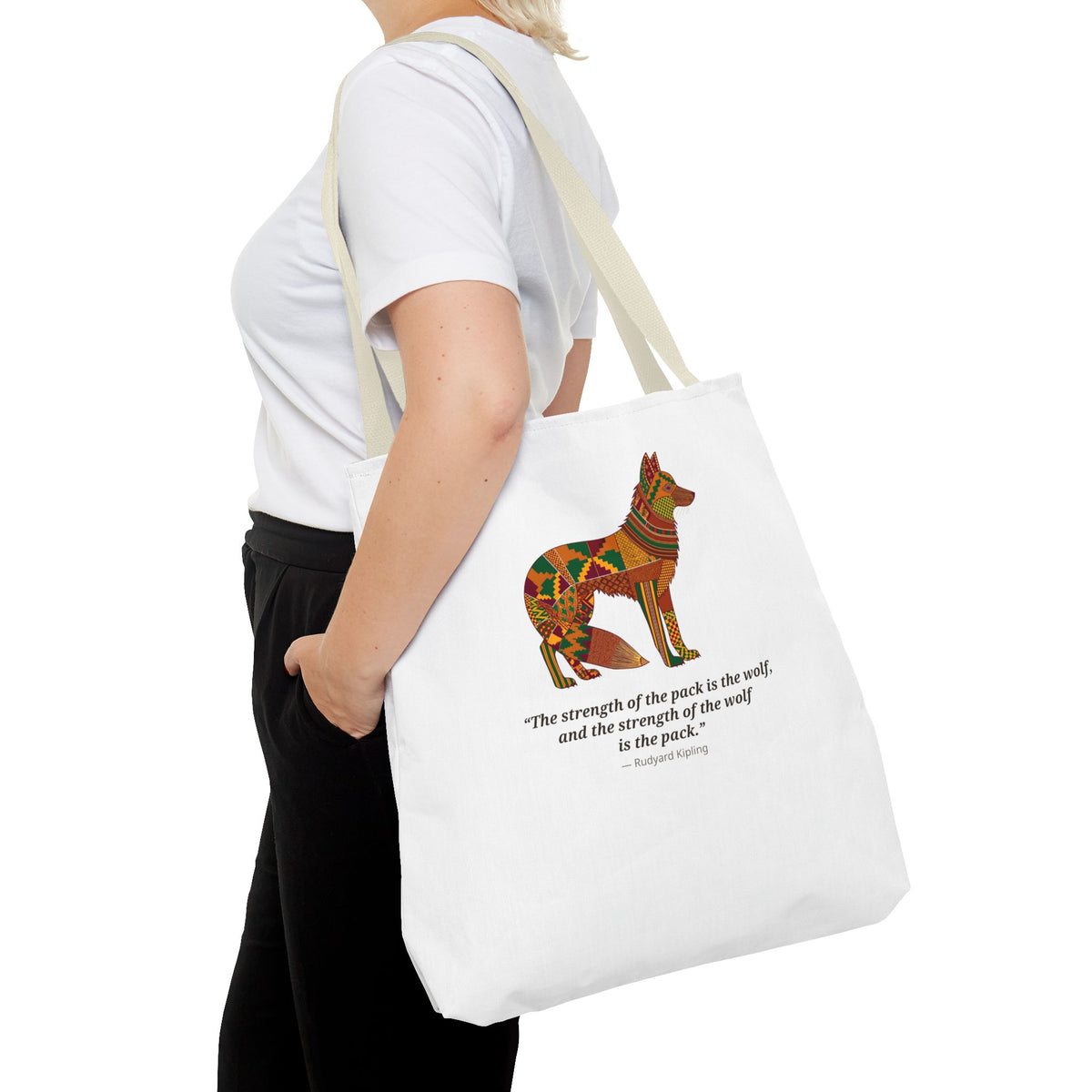 Lipemwear Kente Wolf Tote Bag