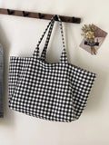 Classic Plaid Tote Bag - Black