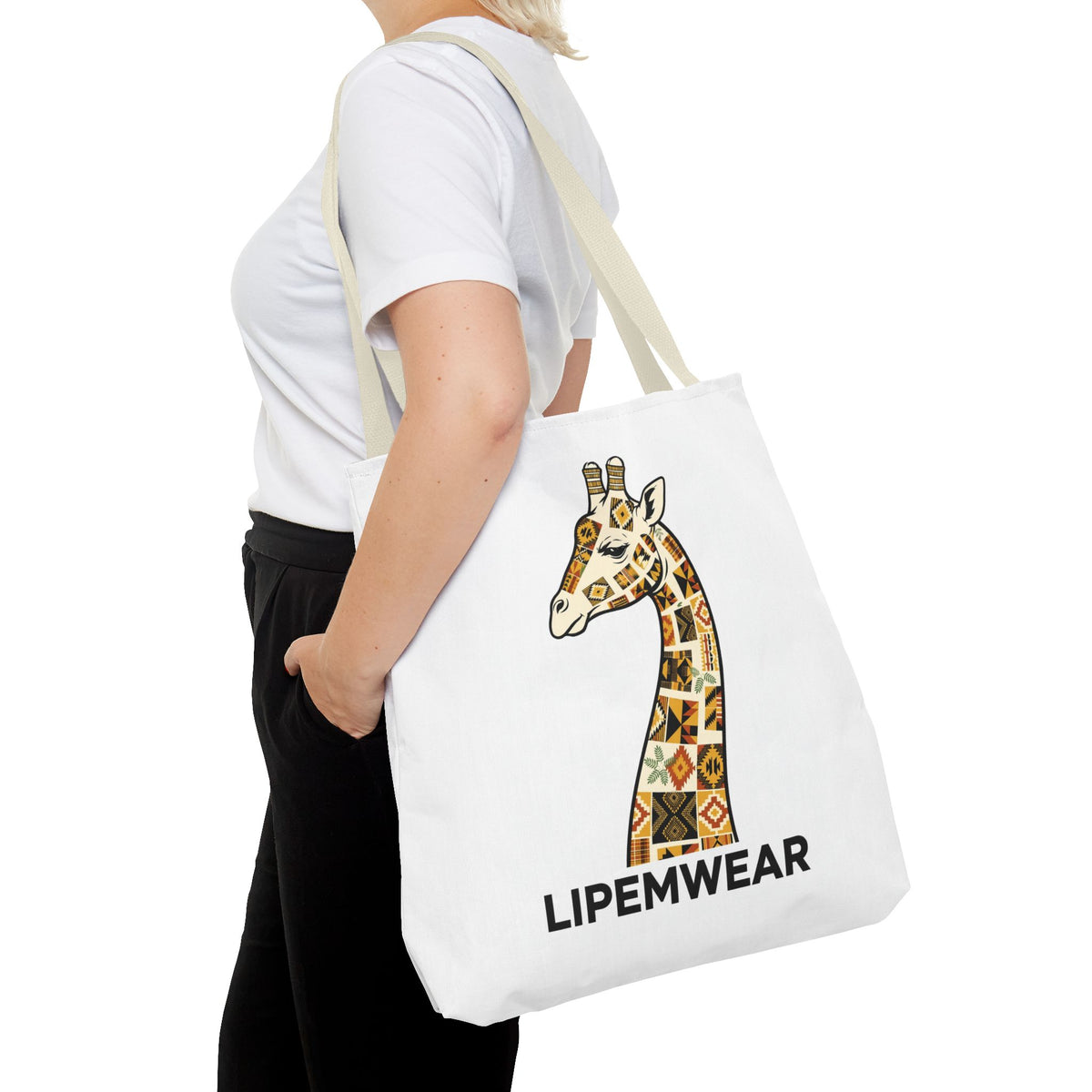 Lipemwear Kente Giraffe Tote Bag