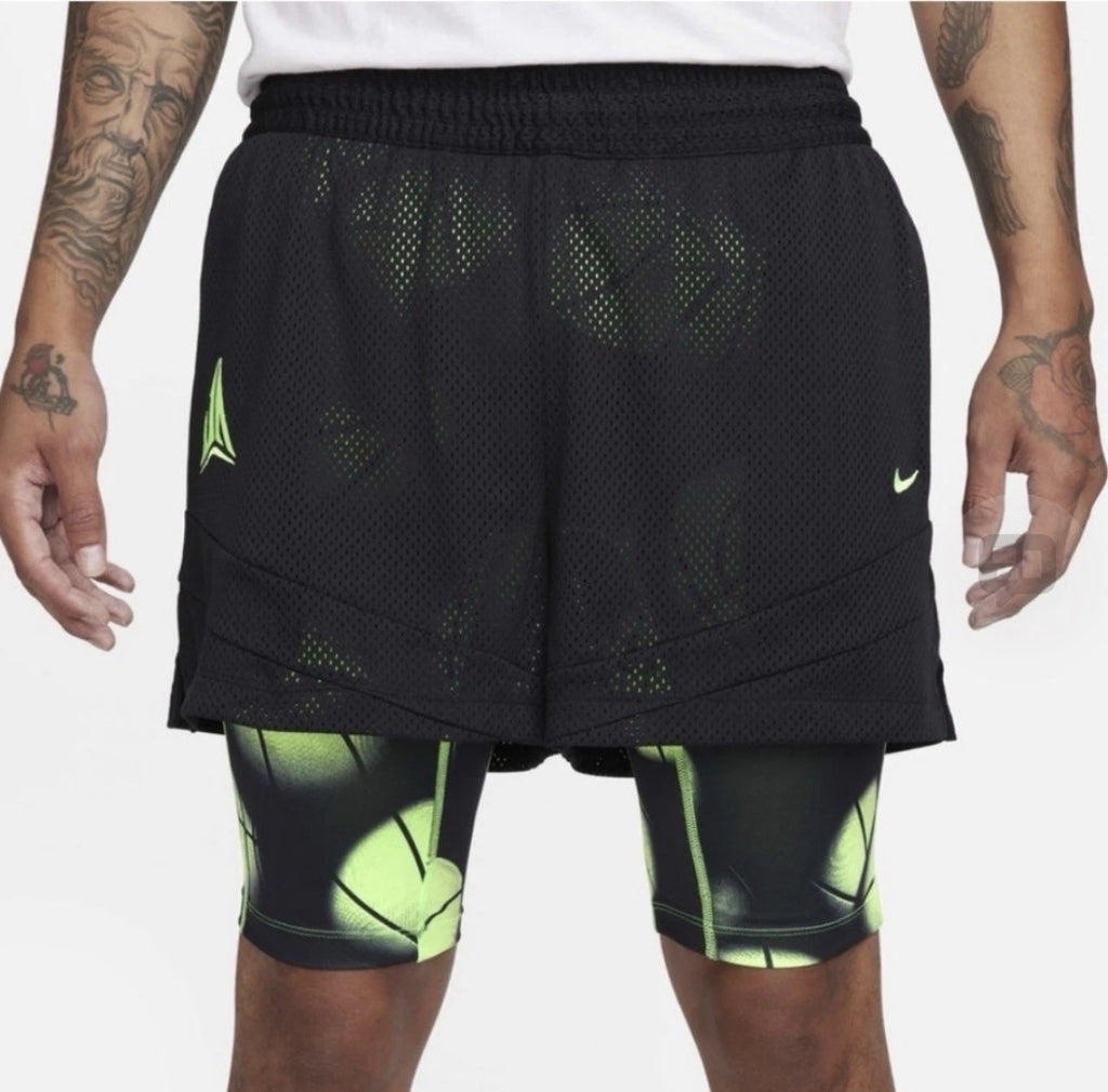 Size 4XL NIKE JA MORANT 2 In 1 Basketball Shorts Gym Workout Black FQ1022-010