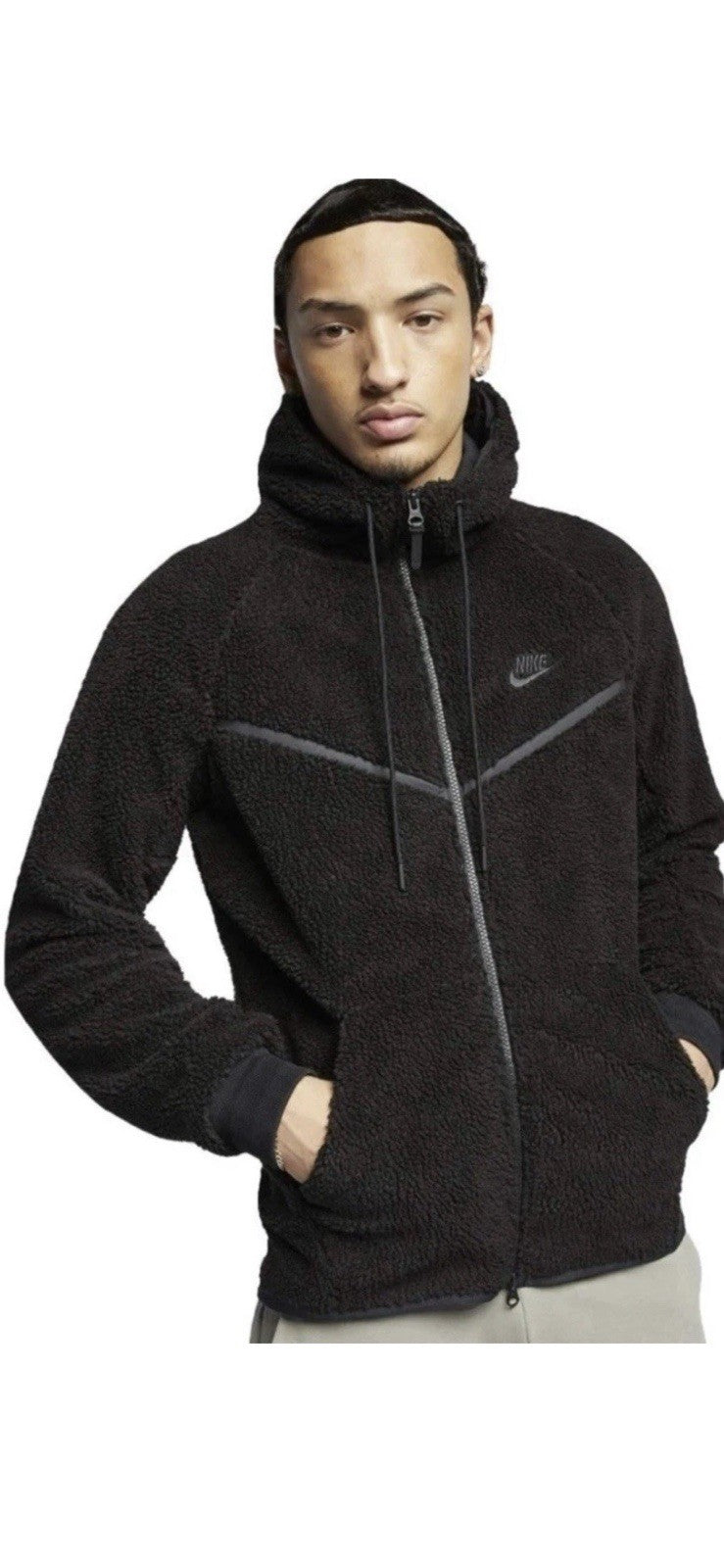 Size S Nike Tech Sherpa Fleece Wind Runner Full Zip Hoodie Black AQ2767-010
