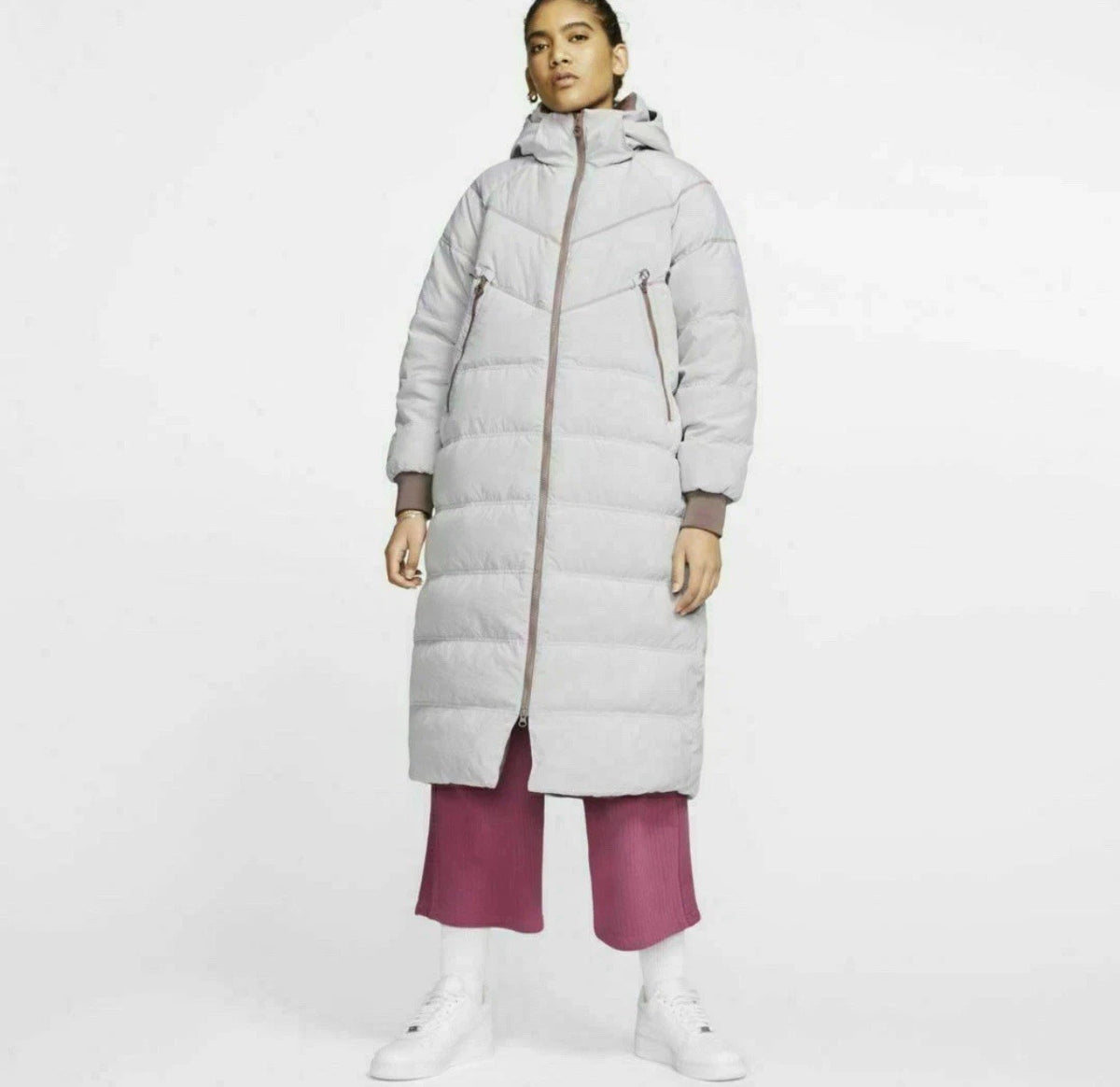 Nike Down-Fill City Long Winter Jacket Womens Oversized Grey S BV3137-291