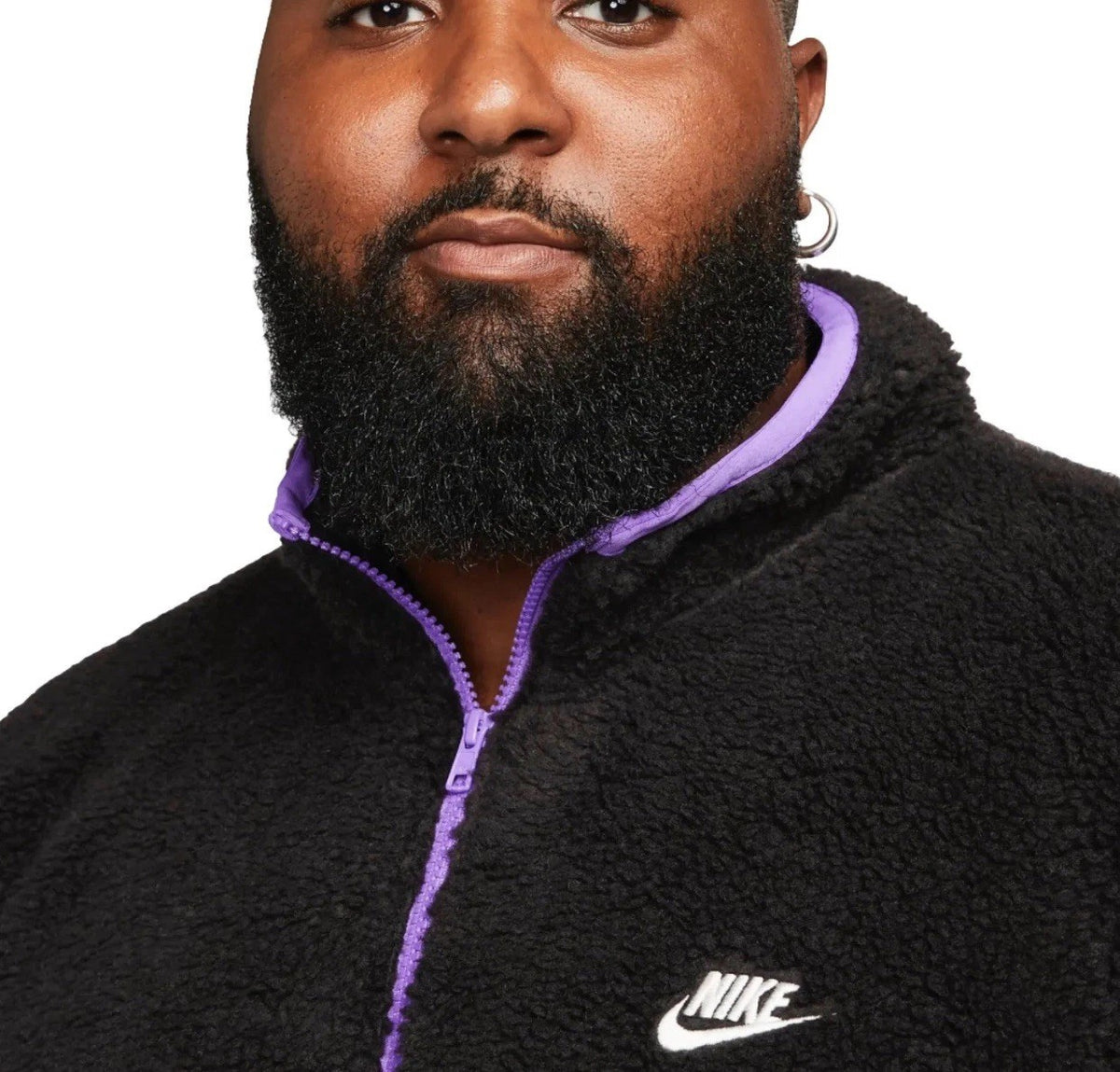 Nike Club Fleece Anorak Pullover Quarter Zip Black Purple Men's Size XXL