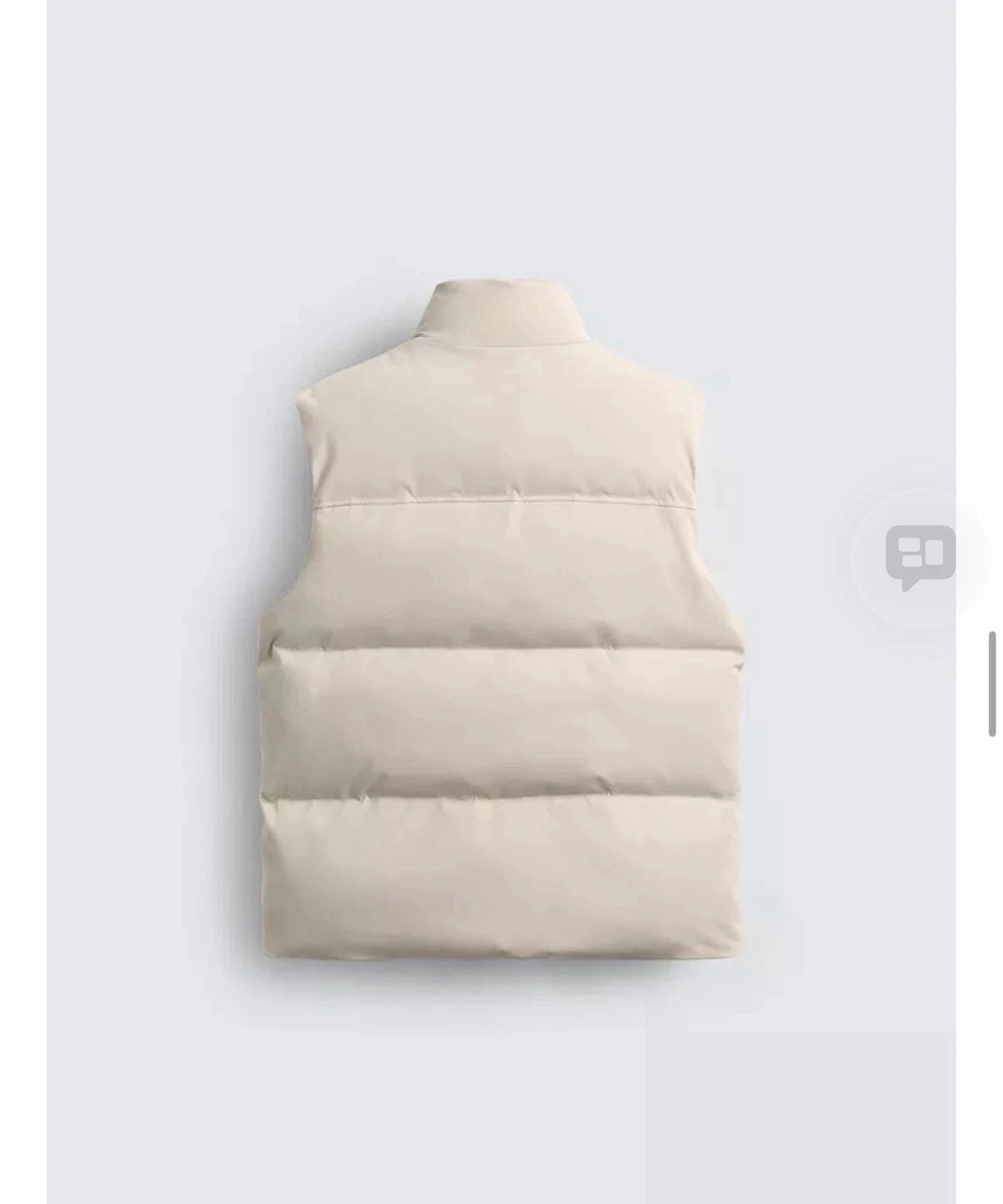 Mens Beige Puffer Vest Quilted Full-Zip Stand-Up Collar