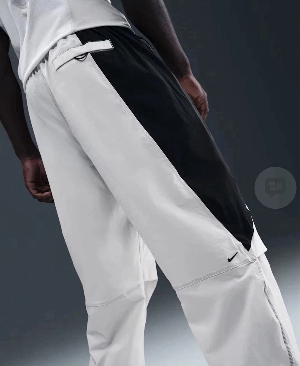 Nike Men's White/Black Colorblock Woven Track Pants Size XXL Drawstring Pockets