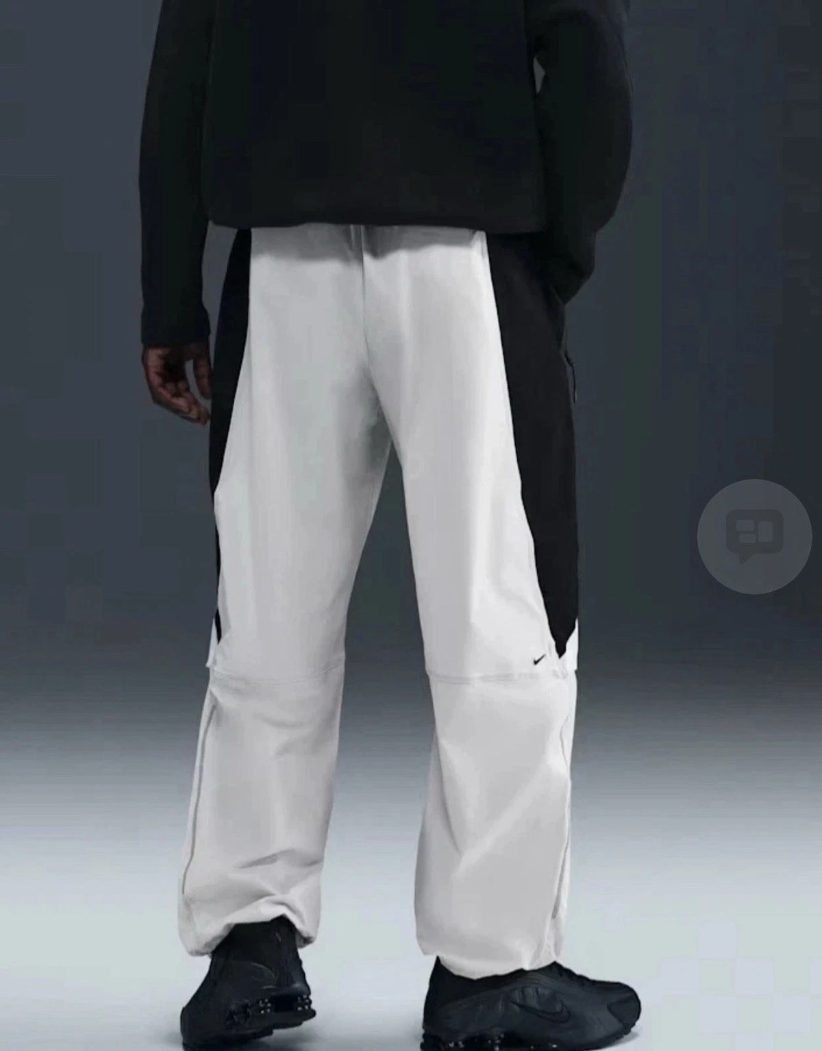 Nike Men's White/Black Colorblock Woven Track Pants Size XXL Drawstring Pockets
