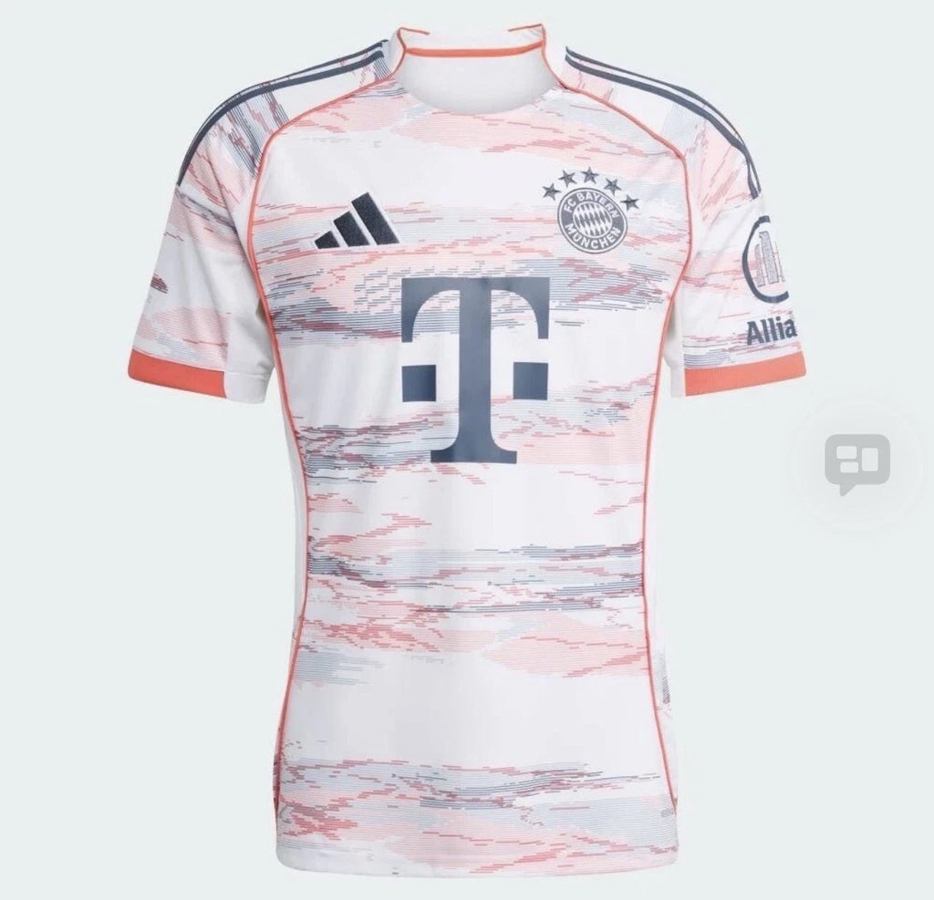 adidas FC Bayern 25/26 Away Soccer Jersey Mens White Slim Fit Aeroready JJ2143