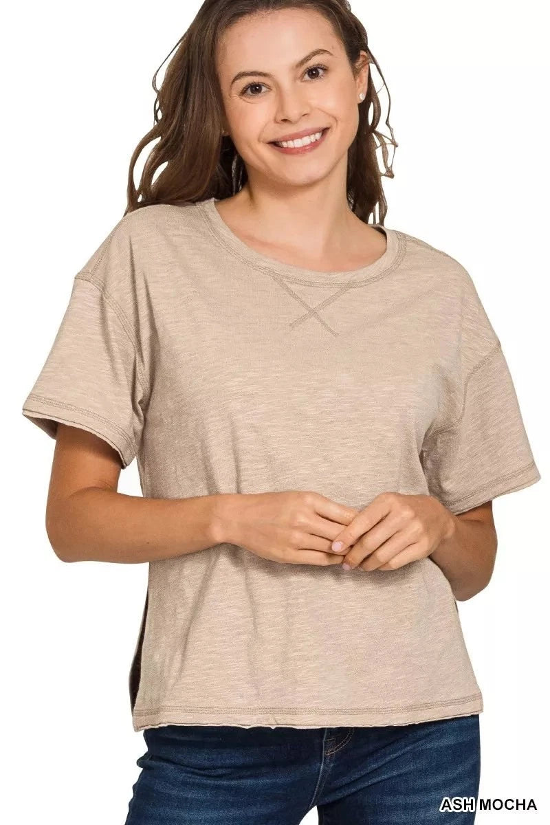 Zenana Cotton Slub Short Sleeve Tee