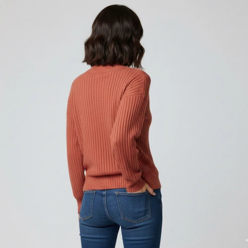 NWT Zaful Womens Coral Red Knit Pullover Sweater One Size Casual Fall