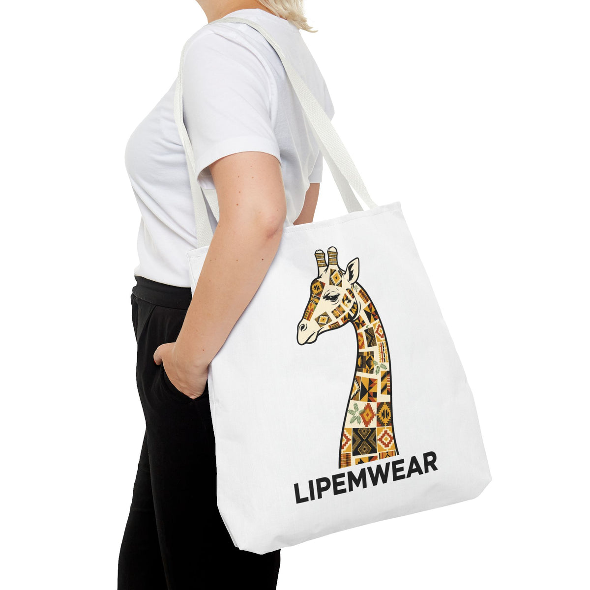 Lipemwear Kente Giraffe Tote Bag