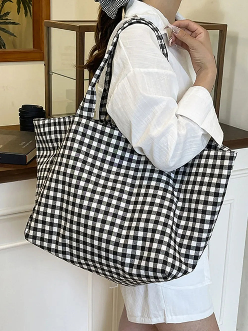 Classic Plaid Tote Bag lifestyle
