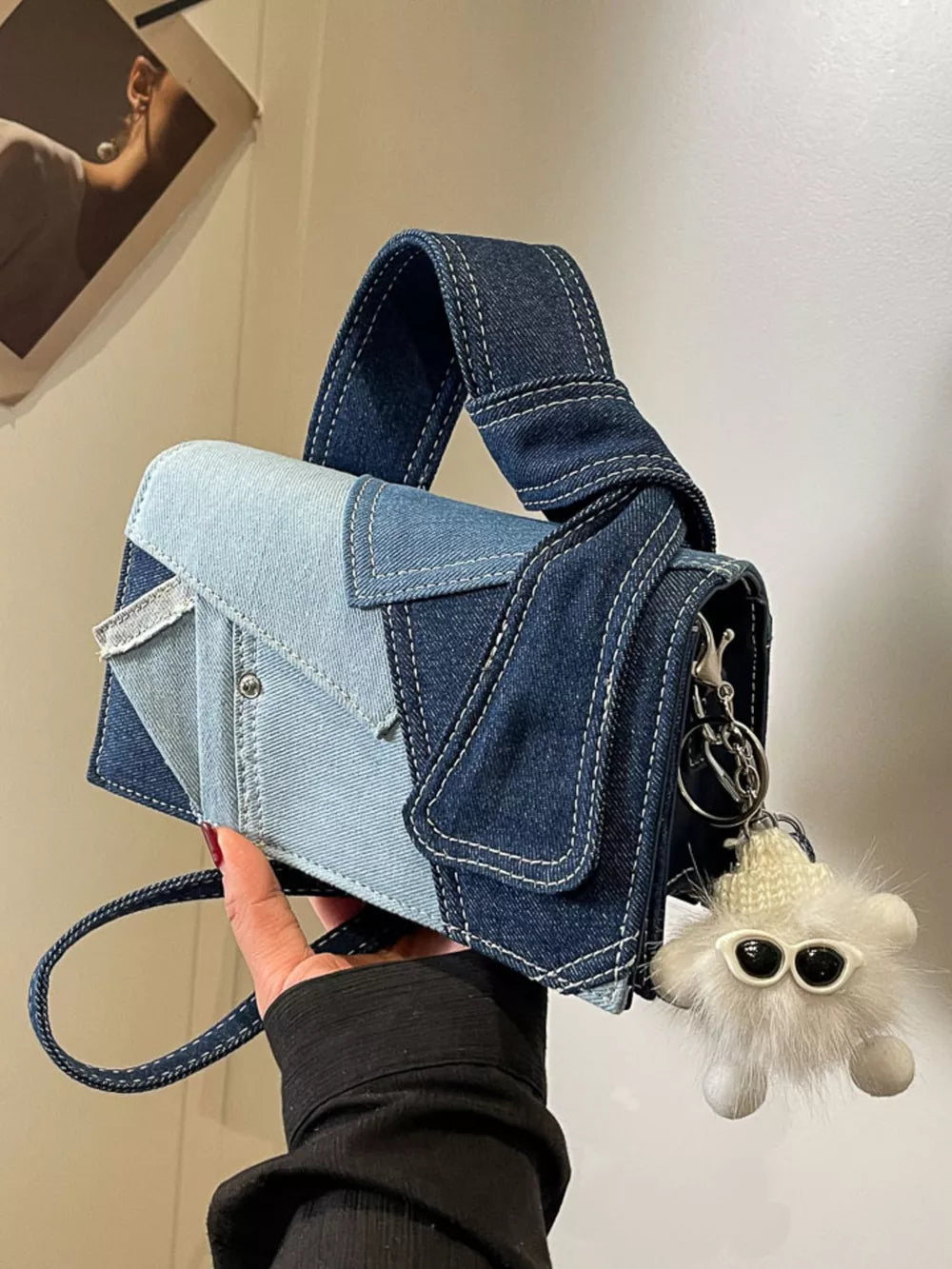 Denim Patchwork Crossbody Bag detail