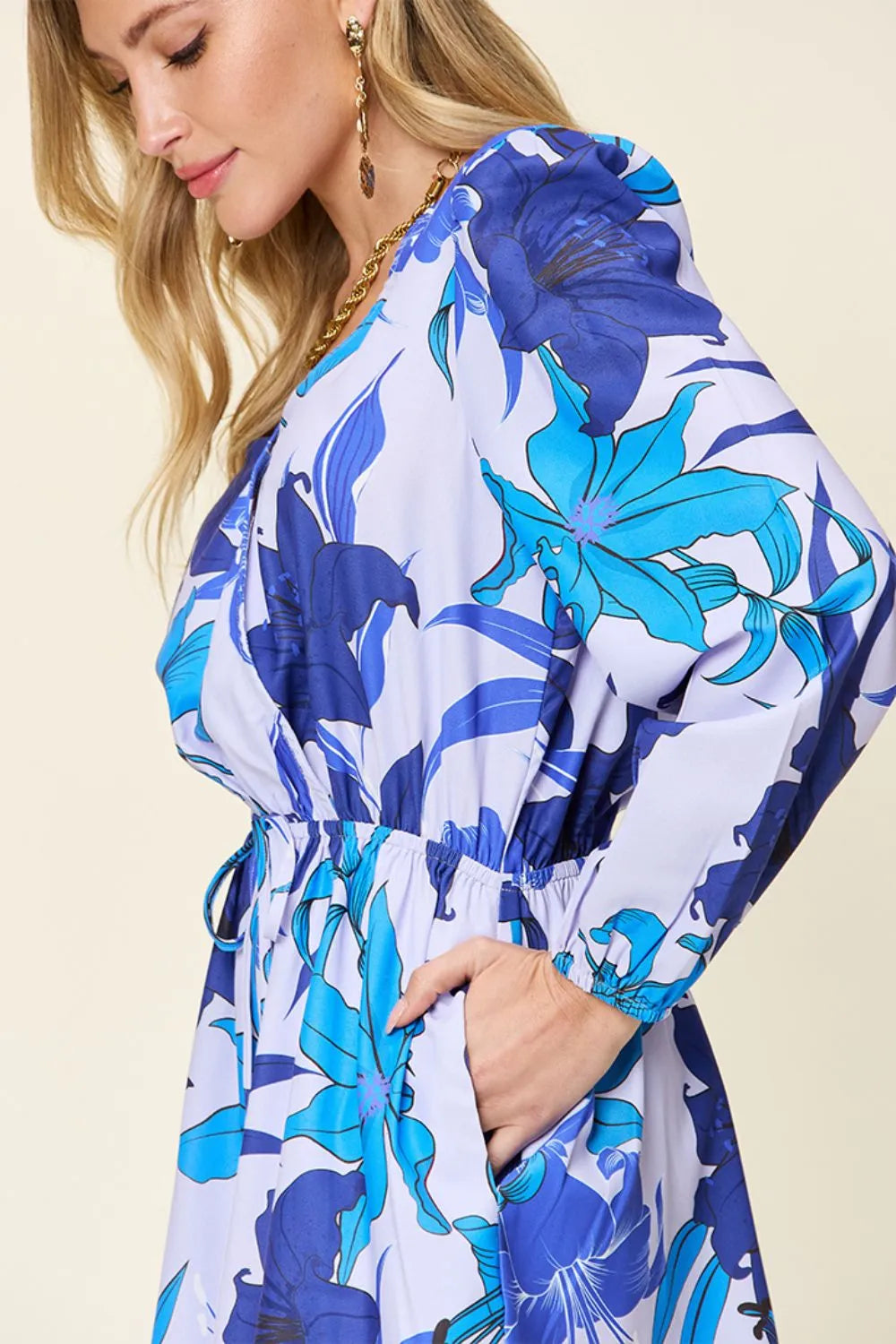 Double Take Floral Long Sleeve Romper - Full Look