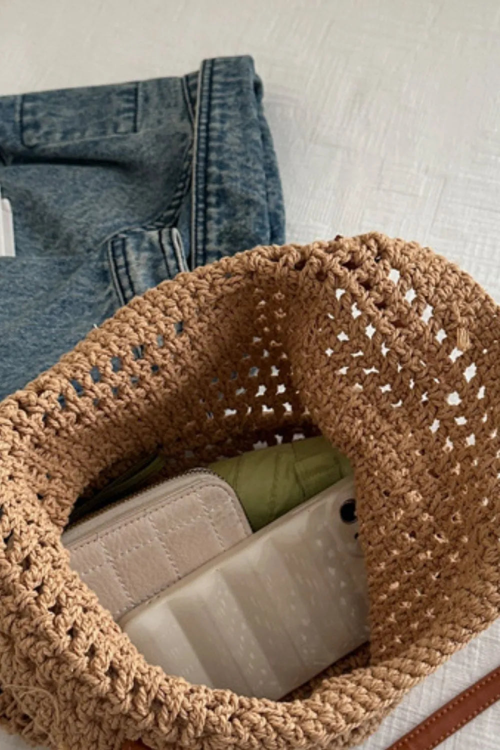 Openwork Woven Tote Bag lifestyle